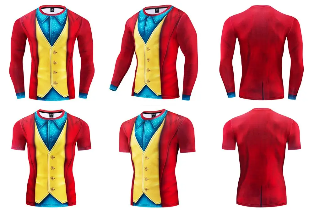 Костюм Джокера для косплея, костюм премиум класса с 3D принтом, компрессионная футболка, быстросохнущие обтягивающие топы для спортзала