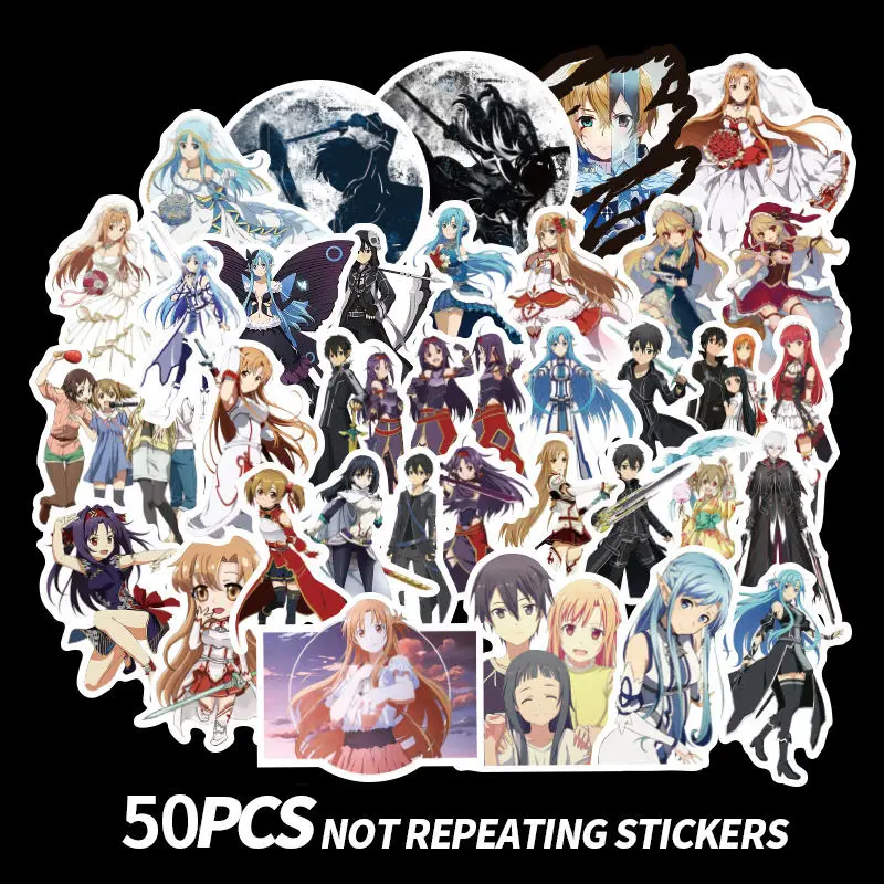 

50Pcs Sword Art Online Anime Stickers Scrapbooking Waterproof Graffiti Scrapbook Stickers For Laptop Suitcase Skateboard Luggage