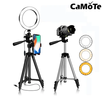 

Custom High Quality Phone Photography Camera Beauty Selfie Circle Ring Lamp Led Dimmable Tripod Stand Light black holder