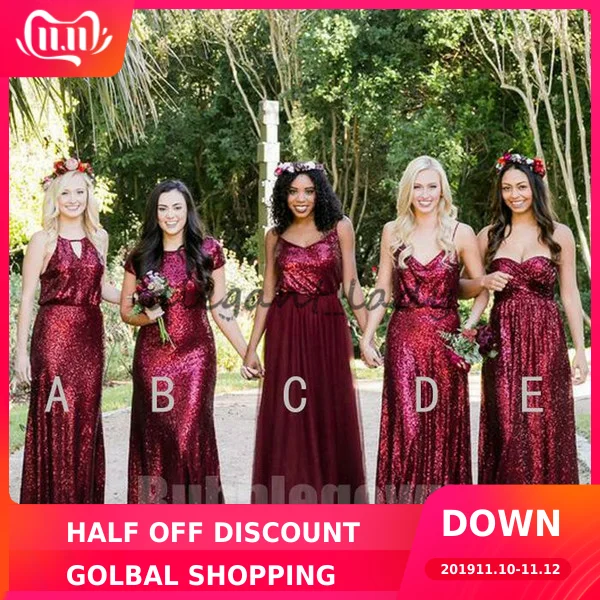 burgundy color bridesmaid dresses