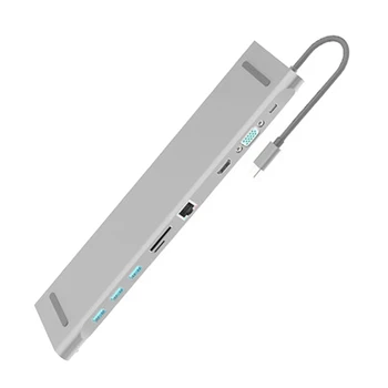 

10 in 1 USB Type C Hub Adapter Laptop Docking Station HDMI VGA RJ45 PD for HP Lenovo Surface Compatible