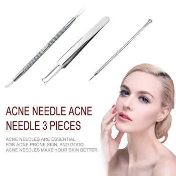

3pcs/set Blackhead Comedone Acne Pimple Blackhead Remover Tool Spoon for Face Skin Care Tool Needles Facial Pore Cleaner