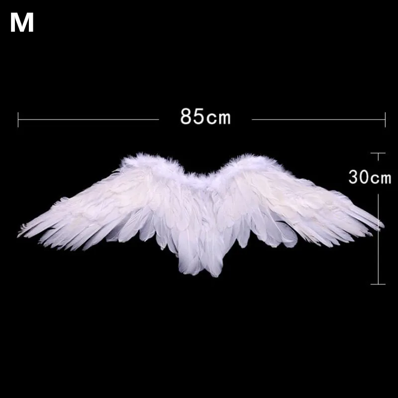 M Black White Feather Angel Wing Child Adult Cosplay Show Costume Prop Wedding Party Halloween Christmas Navidad Decorations - Цвет: M