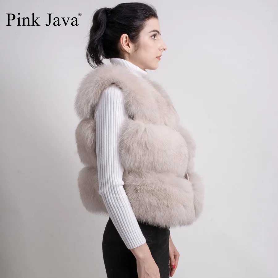 Розовый JAVA QC9437 высокого класса Мода натуральный Лисий мех жилет одежда Настоящий Лисий короткий жилет высокое качество зима для женщин