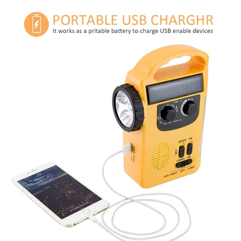 

[Seven Neon]Emergency Weather AM/FM Radio Dynamo Light Solar Hand Crank Self Powered LED Lantern Solar Charger Power Bank