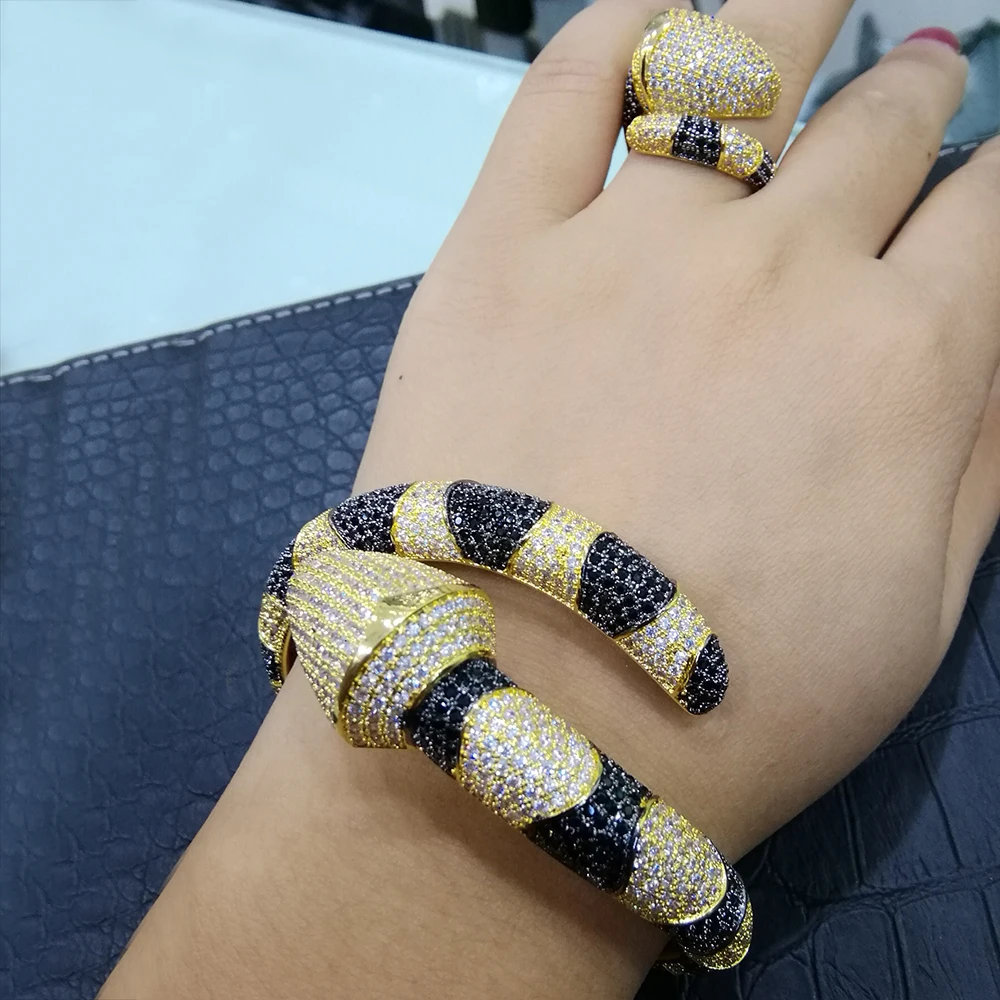 GODKI, роскошный Африканский браслет в виде змеи, набор колец, Модные Ювелирные наборы для женщин, Свадебные обручальные brincos para as mulheres
