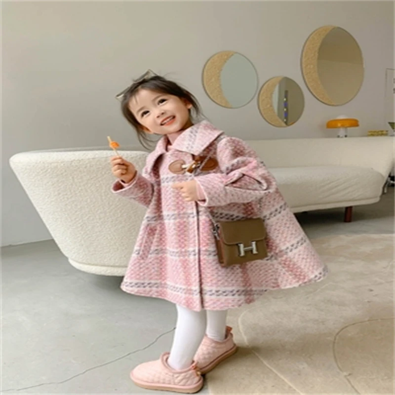 Meisjes Wollen Jas Jas Bovenkleding 2021 Cool Warm Thicken Plus Fluwelen Winter Herfst Katoen Baby Kids Kinderkleding