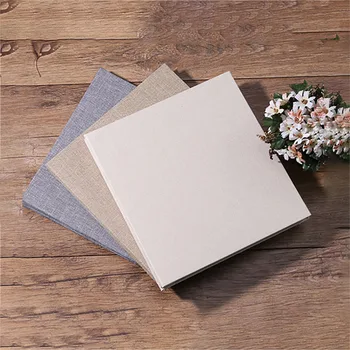 

16 Inch Linen Self-Adhesive Scrapbook DIY Photo Album Retro Family Large Capacity Handmade Memory Book 1PC