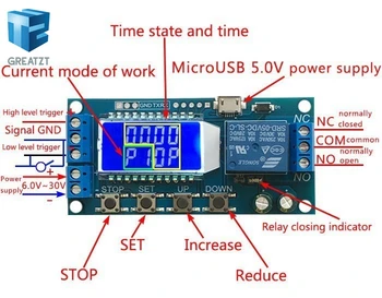 

6-30V Micro USB Digital LCD Display Time Delay Relay Module Control Timer Switch Trigger Cycle Module XY-LJ02