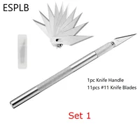 ESPLB Colorful Metal Scalpel Knife Non-slip Cutter Carving Engraving Craft Knives with extra #11 Blades for PCB Mobile Phone 1