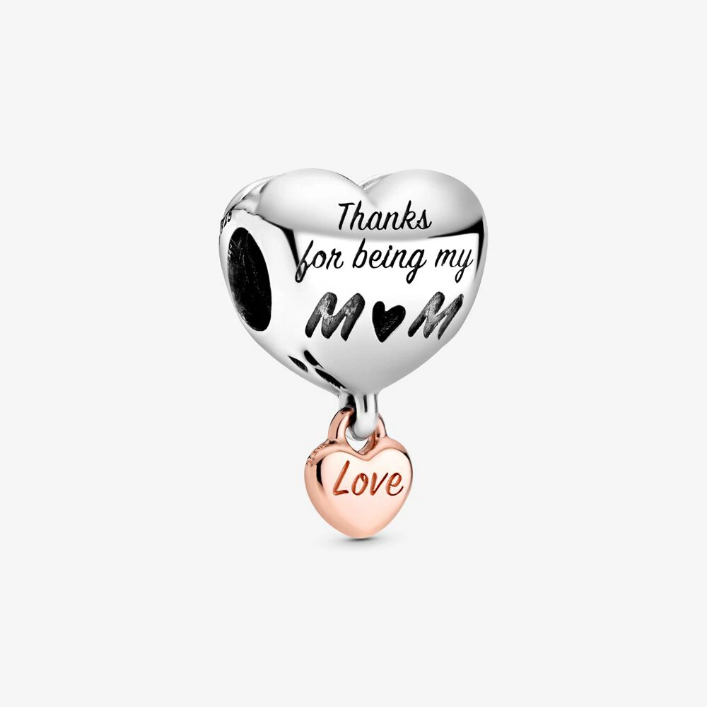 

Love You Mom Heart Charm Fits Pandora Bracelet 925 Sterling Silver Metal Beads for Jewelry Making bijoux 2020