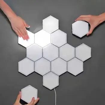 

White 100-240V Touch Sensitive Lighting Quantum Lamp Modern Bedroom Magnetic Hexagons LED Night Light Creative Restaurant