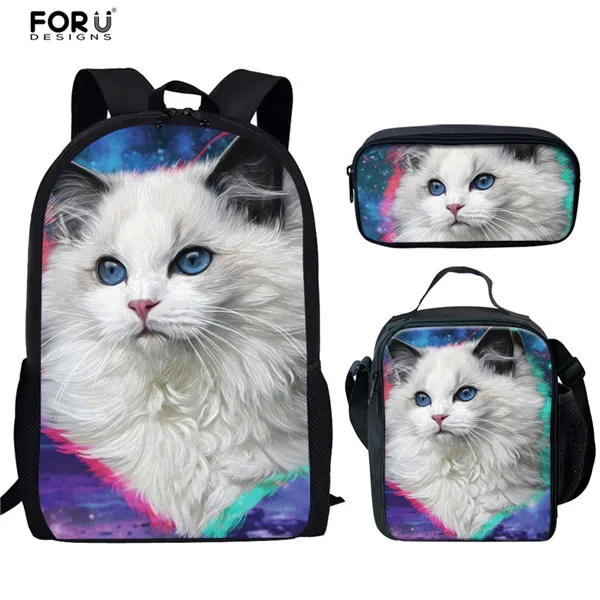 FORUDESIGNS/милые детские школьные сумки с рисунком кота; модные школьные сумки для мальчиков и девочек; сумки на плечо для подростков; Mochila - Цвет: HX662CGK