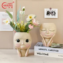 Cute Doll Vases For Flowers Handmade Craft Creative Flower Pot Planter Resin Flower Arrangement Container Nordic Home Decoration Cute Doll Vases For Flowers Handmade Craft Creative Flower Pot Planter Resin Flower Arrangement Container Nordic Home Decoration