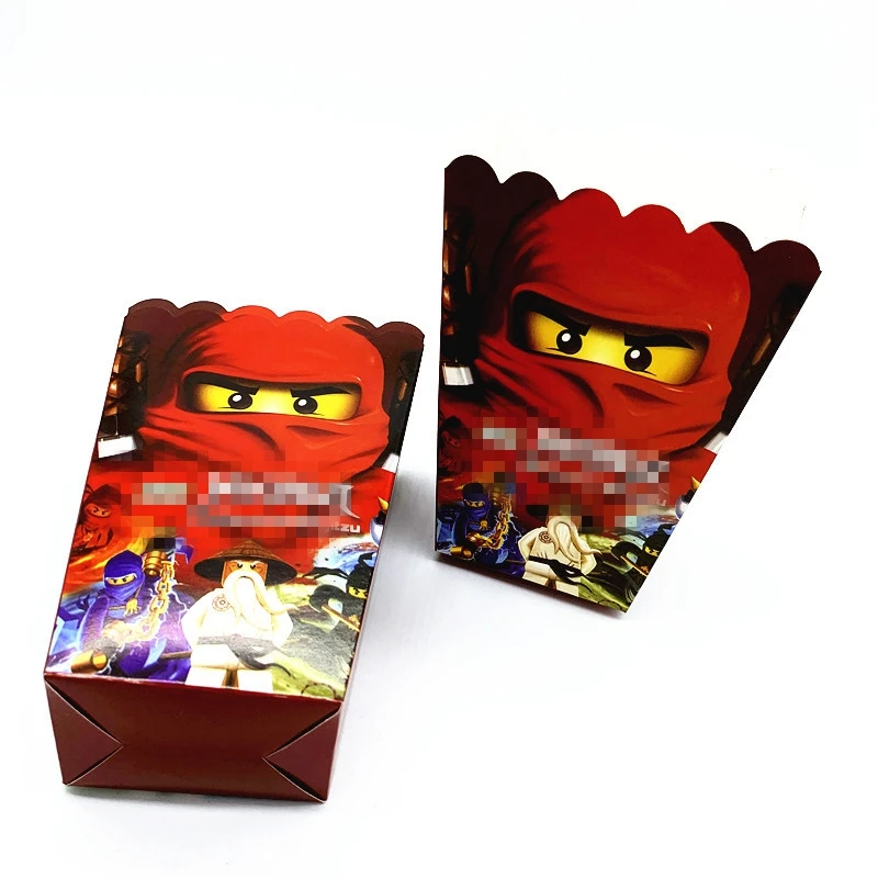 Popcorn box 6pcs Ninja тема вечерние столовые приборы чашка тарелка соломы скатерть детского дня рождения для мальчиков, вечерние пользу - Цвет: Popcorn box 6pcs