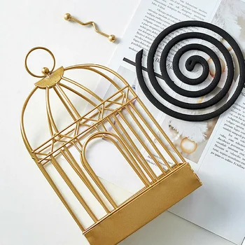 

2Color Nordic Style Iron Art Birdcage Shape Mosquito Coil Holder Incense Holder Summer Day Repellent Mosquito Repellent