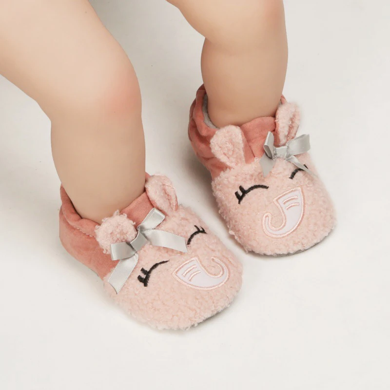 Toddler Baby Crawling Shoes Winter Autumn Boy Girl Lamb Slippers Cartoon Animals Anti Slip Keep Warm Baby Slippers