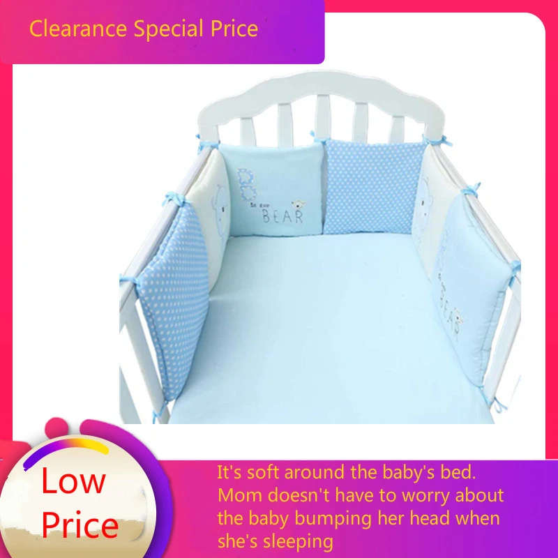 6PC Baby Bed Bumper Soft Cotton Toddler Crib Bumper Protector Cute Bear