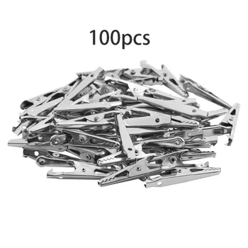

100 PCS Silver Tone Metal Alligator Clip Crocodile Clamps Spring Loaded Clamps Electrical Equipment Supplies Connectors