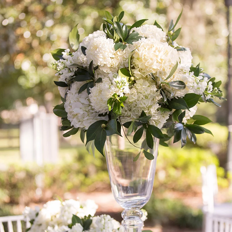8cm 5Heads Hydrangea Artificial Flowers High Quality Silk Blooming Peony Fake Flower White Wedding Flowers Bouquet Home Decor