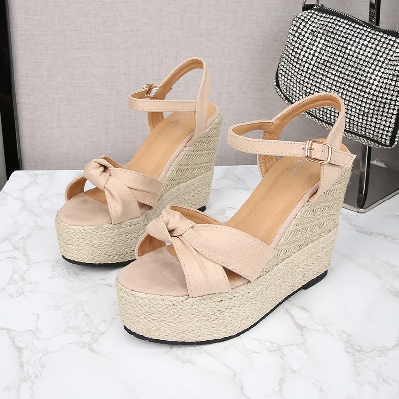 

New Gladiator Women Sandals Small Code High Heels Fashion Sandals bow-knot Platform Wedges shoes For Women