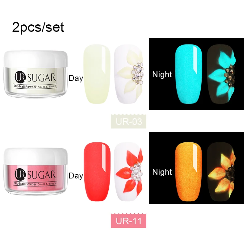 UR SUGAR светящаяся неоновая жидкость для ногтей Dip Акриловая жидкость художественные украшения флуоресцентный погружающийся блеск светящийся в темноте пигмент пыль