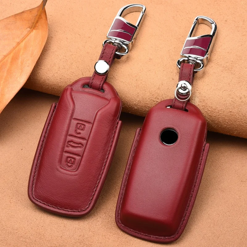 red set 03 Роскошный чехол из натуральной кожи для автомобильных ключей для Volkswagen Touareg Fob для автомобиля - Название цвета: red set 03