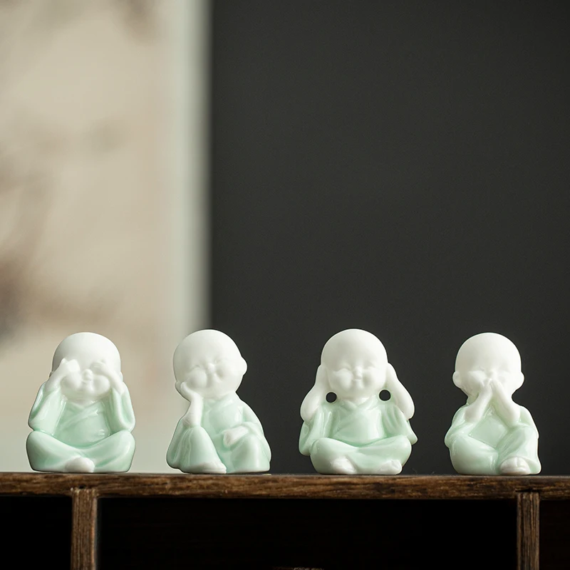 

one little tea pet monk porcelain figurine China hallway decoration house warming gift ornament creative tea play on sales