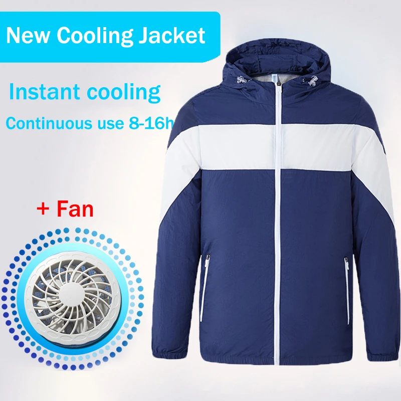 

Men/Women Summer Thin Hiking Jacke+Fan Fast Cooling Coat Fishing Cycling t Anti-UV Vest High Temperature Work Outdoors Top
