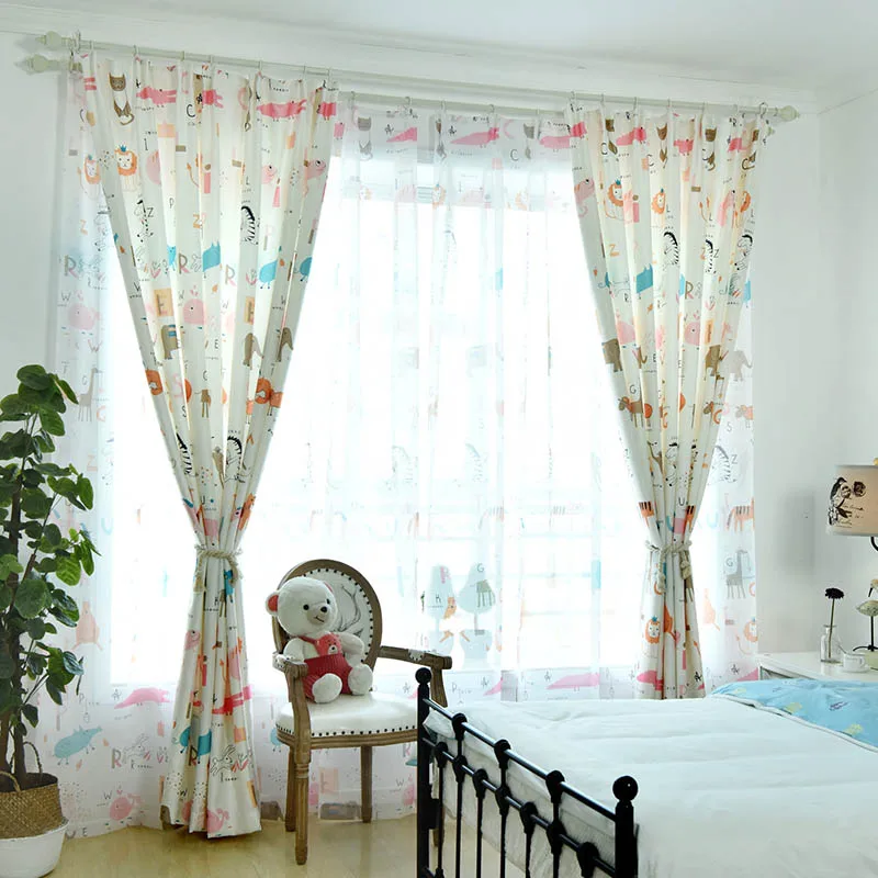Милый занавес с изображением животных для детей Детская гостиная постельное