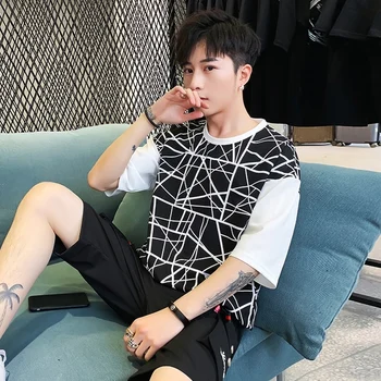 

Weilinte Men's Shirt Summer Short Sleeve Fashion Round-collar T-shirt Printed Breathable Men's T-shirt