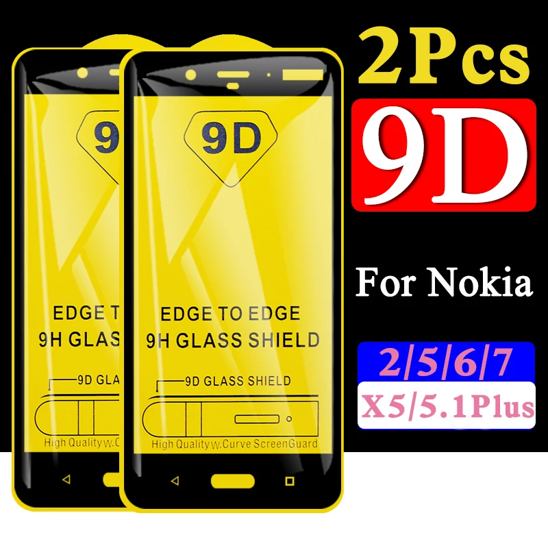 2 шт 9D полное покрытие из закаленного стекла для nokia 2 5 6 7 защитная пленка для экрана для nokia X5 nokia 5,1 Plus Защитная стеклянная пленка
