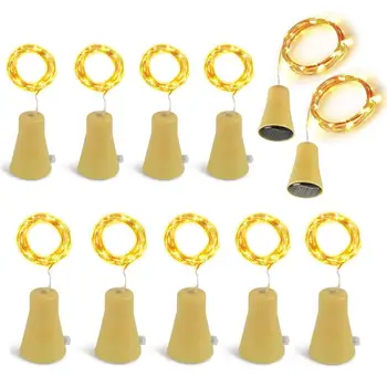 

10Pcs/lot Solar Wine Bottle Lights Christmas LED Copper Wire Fairy String Garland For Holiday Party Valentines Wedding Decor