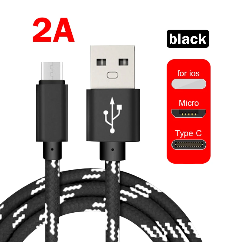 USB кабель для быстрой зарядки и передачи данных для iOS 1 м USB кабель для зарядки и передачи данных type-C Micro USB Мобильный телефон 2A Android супер зарядное устройство