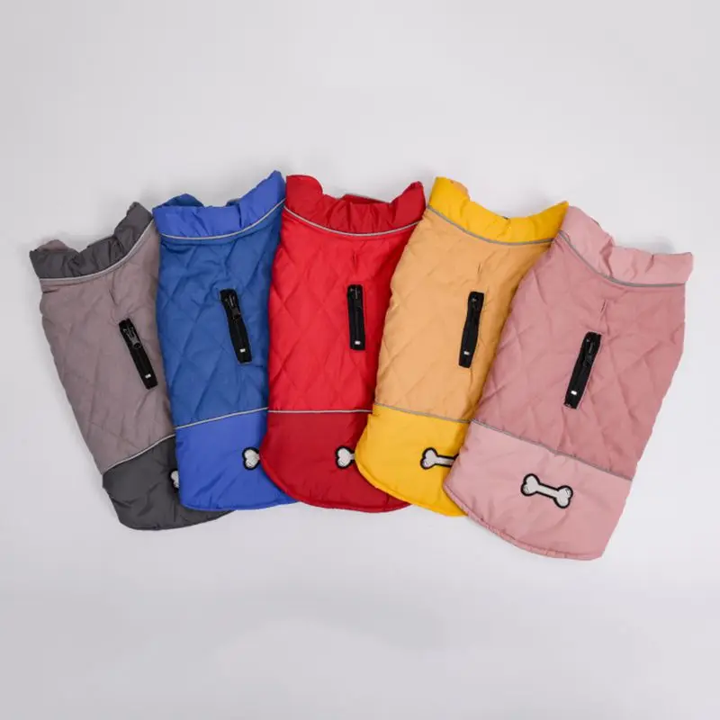 Double Sided Cotton Padded Quilting Sleeveless Coat Autumn Winter Outdoor Waterproof Puppy Clothes Sleeve Pet Costume For Dogs