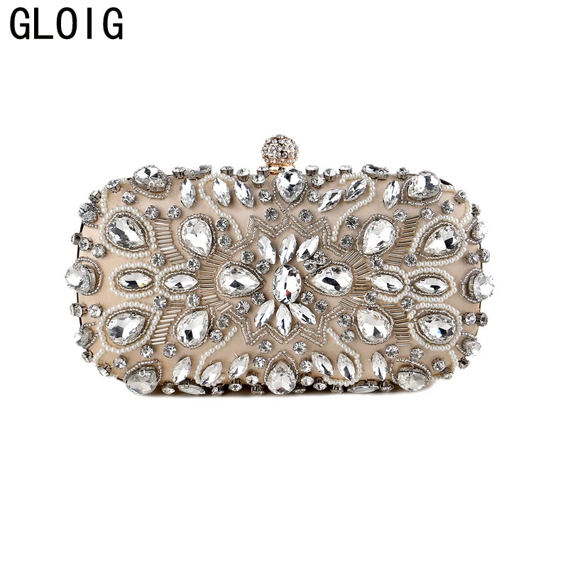 

Satin Rhinestones Black Gold Color Evening Bags Shoulder Chain Diamonds Clutch Party Bag Female 2020 New Purse Holder