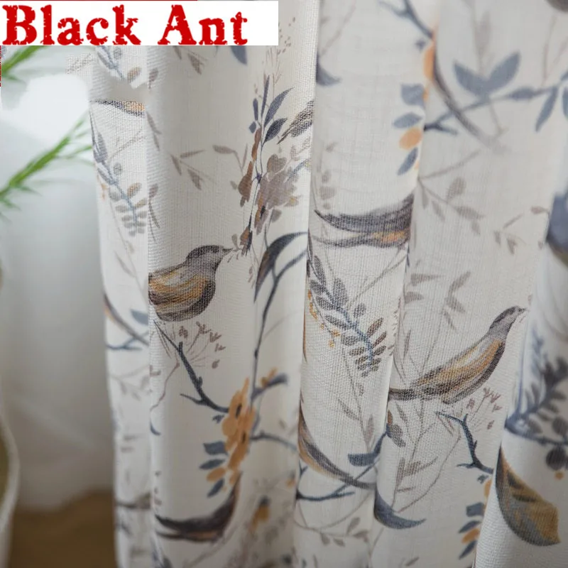 American Bird Printed Cotton Linen Curtain for Window Bedroom Blackout Drape Sheer Tulle Kitchen Custom Panel X628#30 | Дом и сад