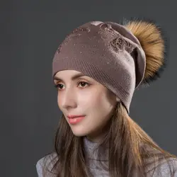 Корейская версия Новинка для осени и зимы, вязанная шапка женская полые вставьте дрель бабочка густая шерсть "длят