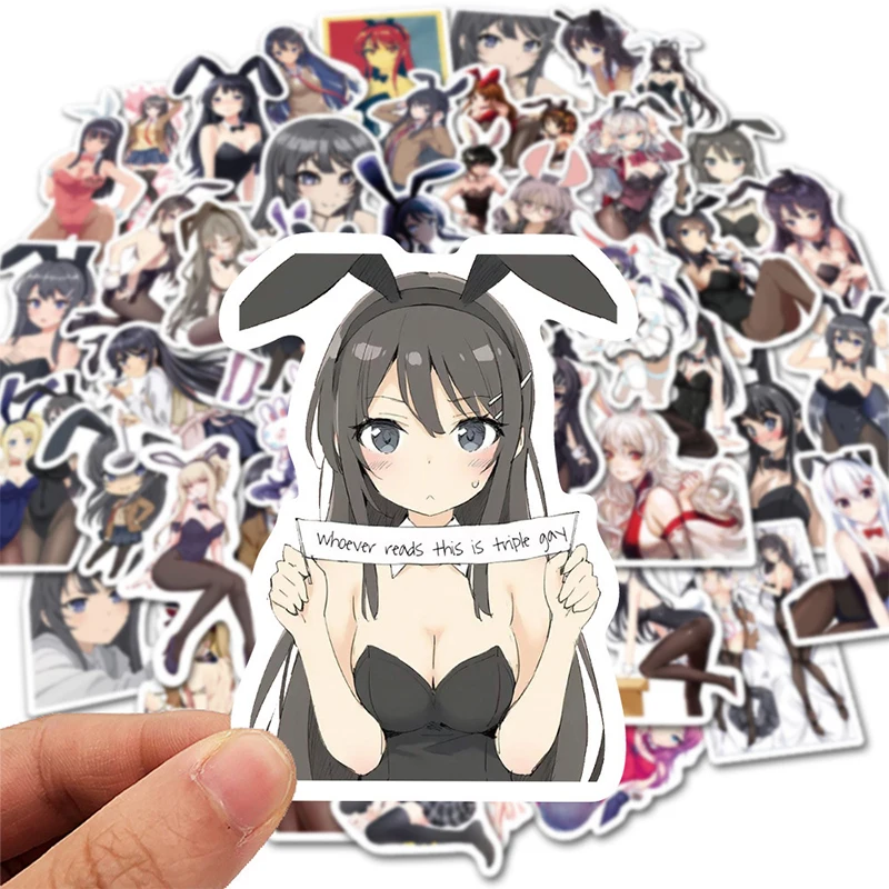 50Pcs Sexy Bunny Anime Stickers For Laptop Motorcycle Pegatinas Naklejki Skateboard Kawaii