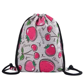 

Hot Pink Cherry Bags Women Oxford Drawstring Backpack Casual Printing Travel Bags School Bags For Teenage Mochila Female 2020