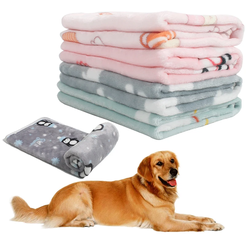 Multi-Purpose Soft Fleece Dog And Cat Blanket Thick Towel For Pet Paw Print 