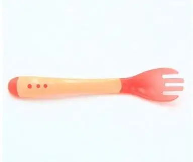 Pink fork Детская безопасная терморегулирующая посуда, детские столовые приборы, ложки для кормления, Детская температурная ложка, медицинская силиконовая ложка - Цвет: Pink fork