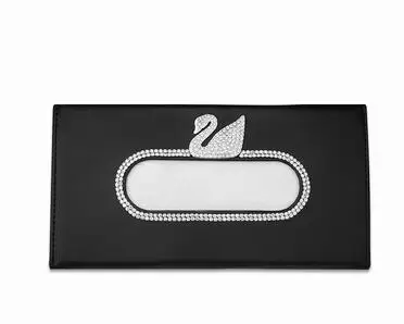 Crystal Car Sun Visor Tissue Box Leather Tissue Bag With Swan Diamond Sunvisor Hanging Holder Napkin Case Interior Accessories - Название цвета: A
