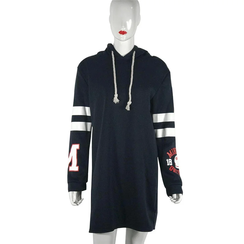 Female Long Striped Hoodies Winter Warm Womens Hooded Sweatshirt Casual Coat Tops Pullover Plus Size Hoodie Women Black Stripe