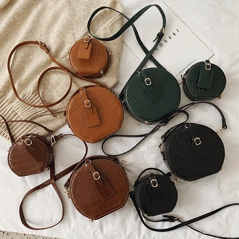

Crocodile Leather Round Bag Women Shoulder Bags Crossbody Bags for Women Evening Wrist Bag Circle Ladies Handbags