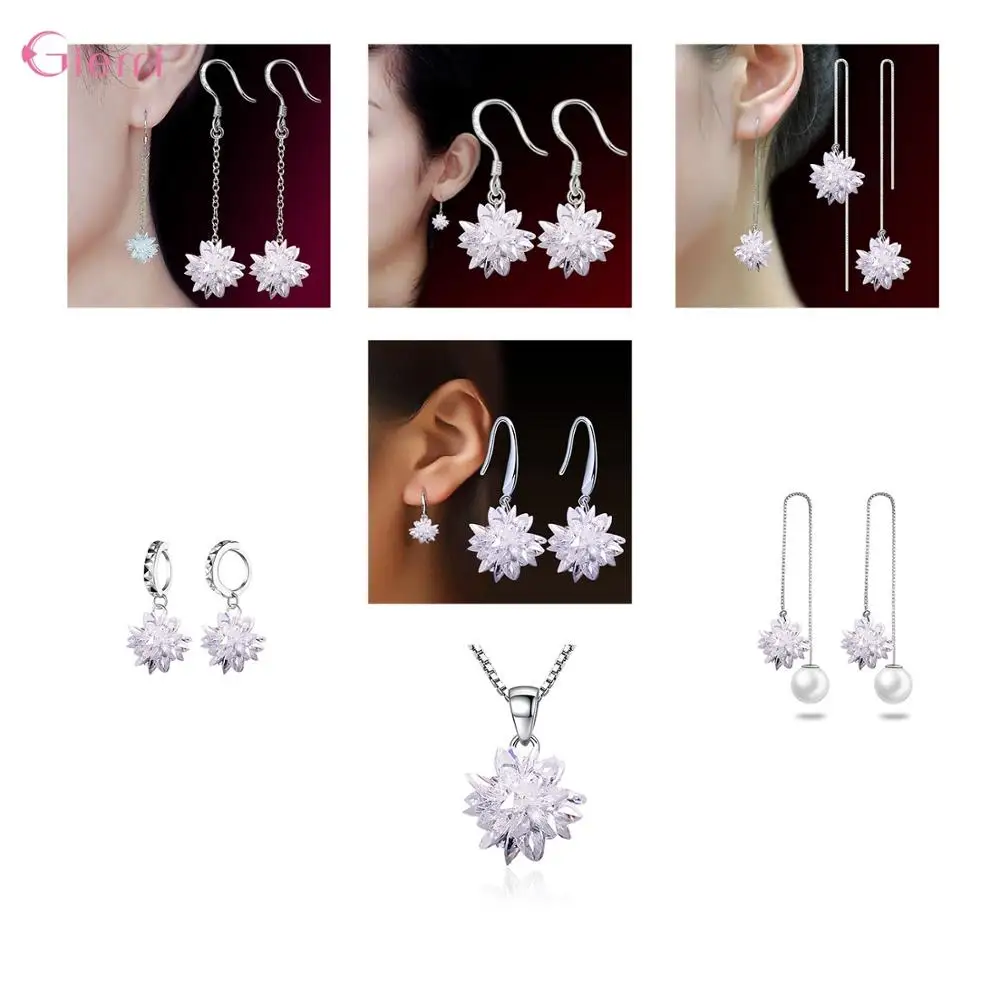 Модные ювелирные украшения из серебра 925 пробы разных видов модные с цветочным