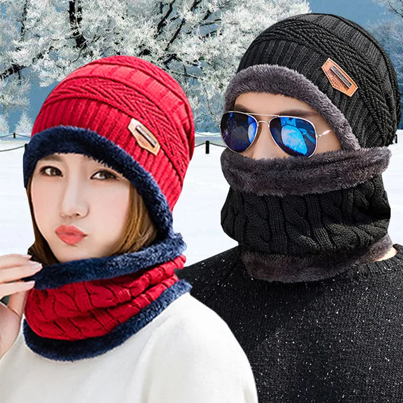 

Hat Scarf WOMEN'S Suit Autumn & Winter Korean-style Fashion Versatile Sweet Cute Knitted Winter Warm Students Wool Cap