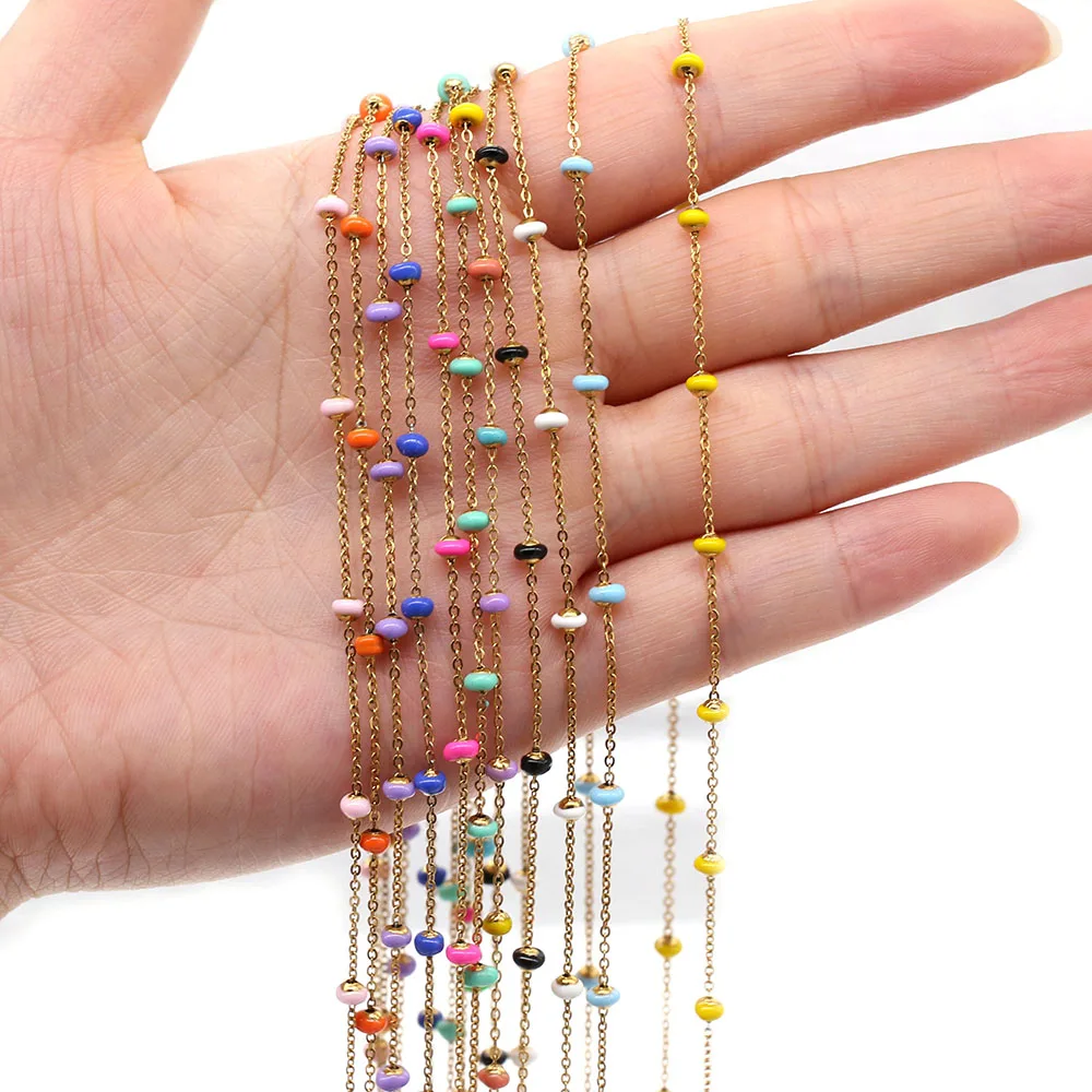 

1 Meter Handmade Gold Wire Wrapped Rosary Chain stone Beads Chains for Jewelry Making DIY Necklace Bracelet Anklet Accessories