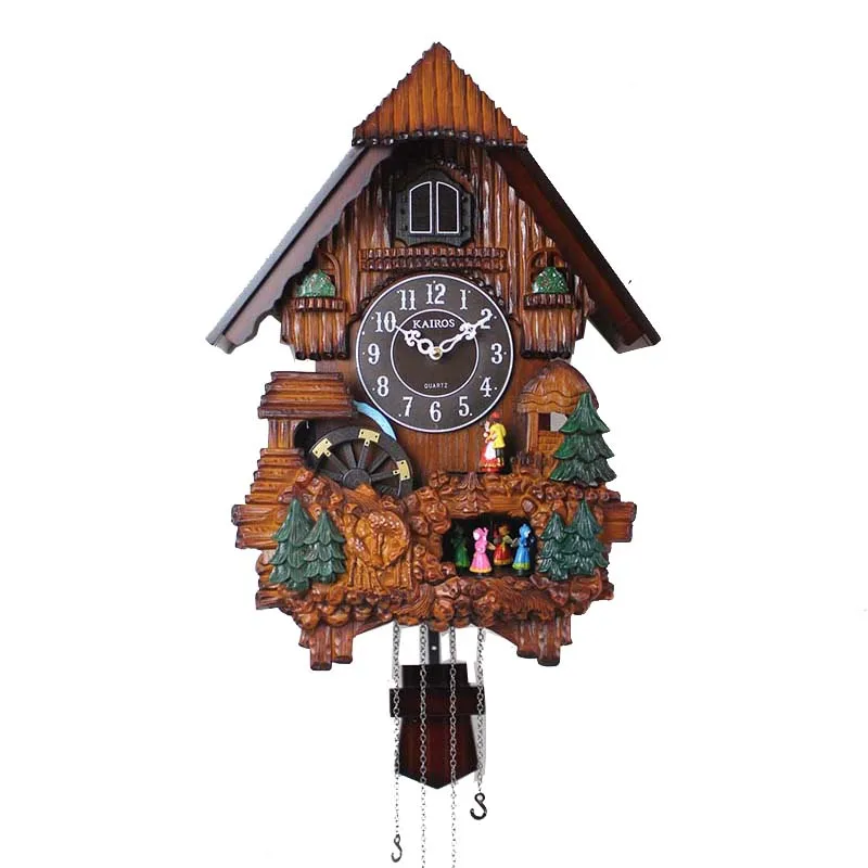

Wood Cuckoo Clock Mute Light Control Timekeeping Large Wall Clock for Living Room Cuckoo Wall Clock Wall home Decor