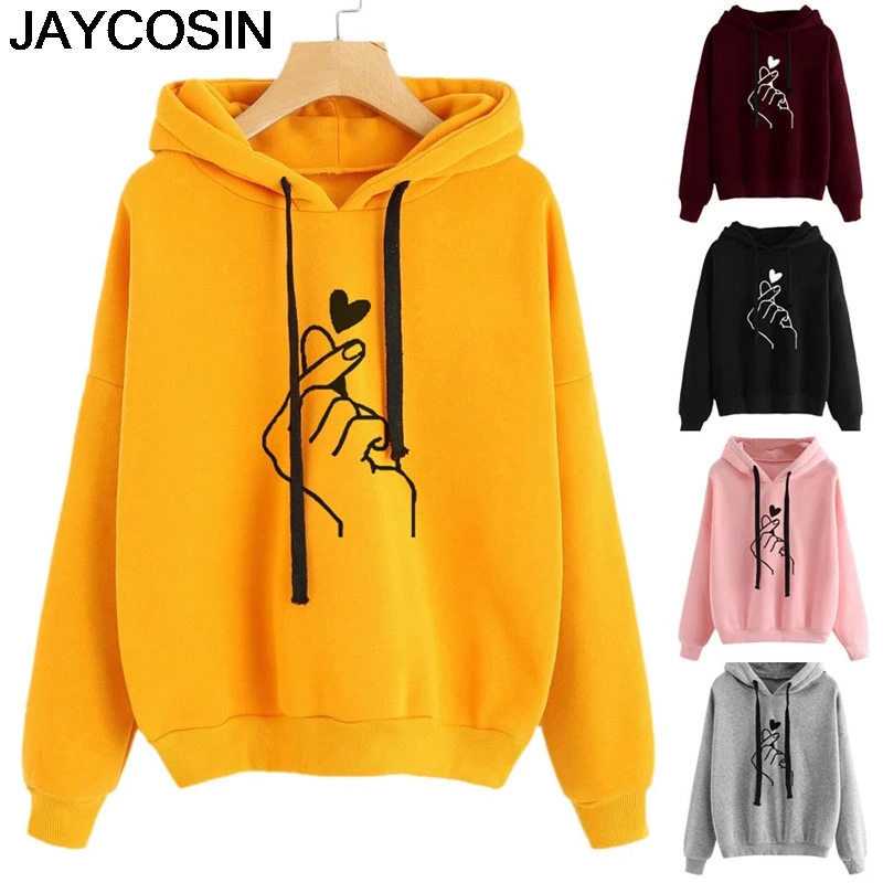 Толстовка JAYCOSIN женская с капюшоном Свитшот оверсайз в стиле K-Pop Повседневная